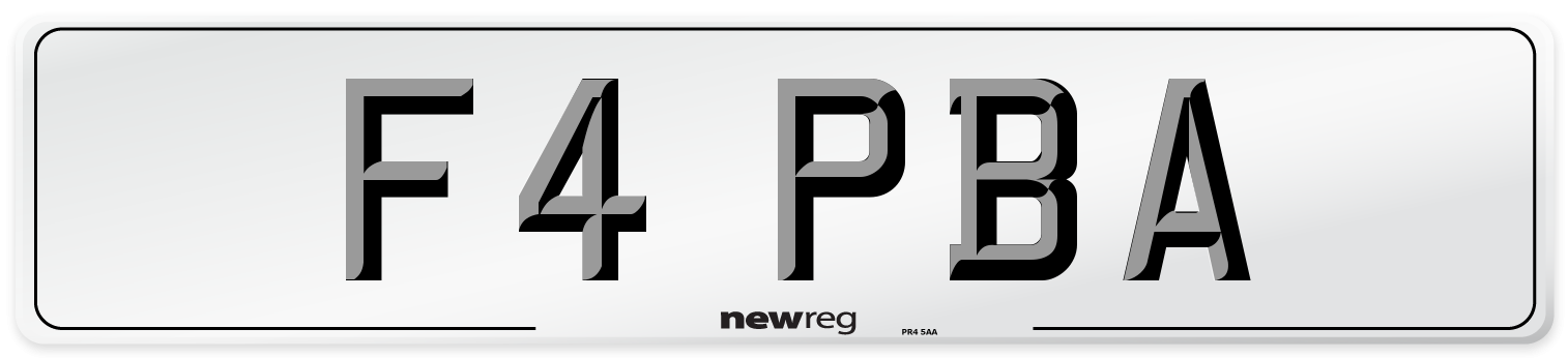 F4 PBA Number Plate from New Reg